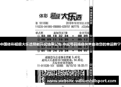 中国体彩超级大乐透最新开奖结果公布 中奖号码揭晓快来查询您的幸运数字